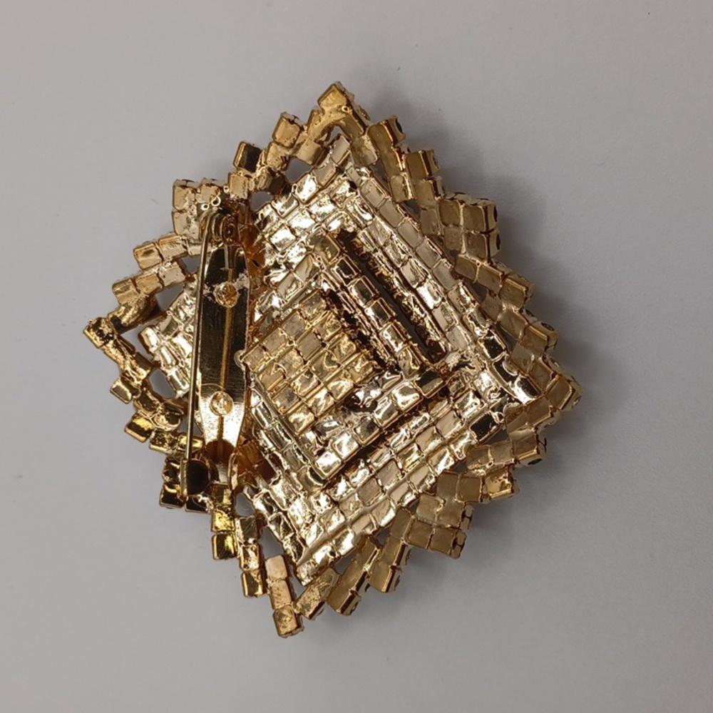 Clear, Red, and Green Rhinestone Brooch - Picture 4 of 5